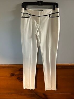 Express White Pants with Black Piping